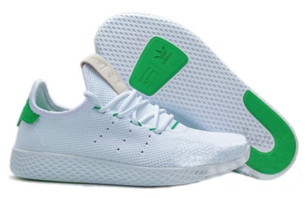 Adidas x Pharrell Williams Tennis Hu белые с зеленым (35-44)