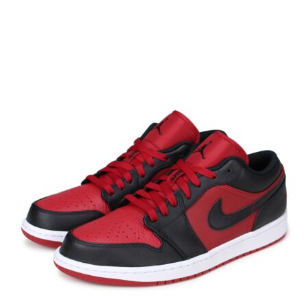 Nike Air Jordan 1 Low черно-красные кожаные мужские (40-45)